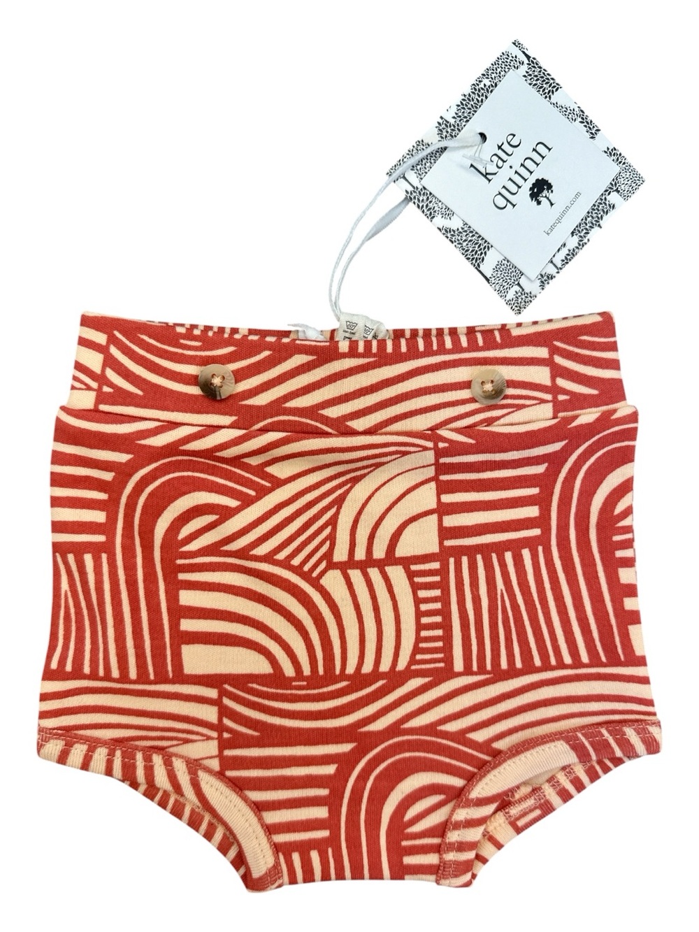 KATE QUINN 0-3m RETRO BLOOMERS - Orange Geometric High-Waist Diaper Cover, New!